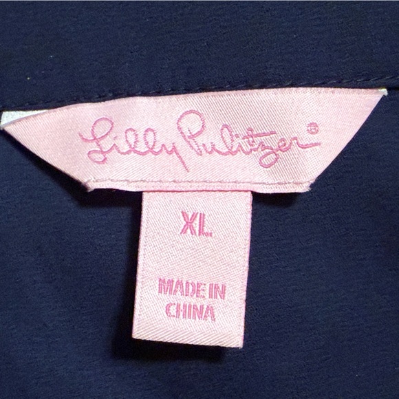 Lilly Pulitzer Navy Sleeveless Ruffle Hem Blouse Size XL - Picture 2 of 9